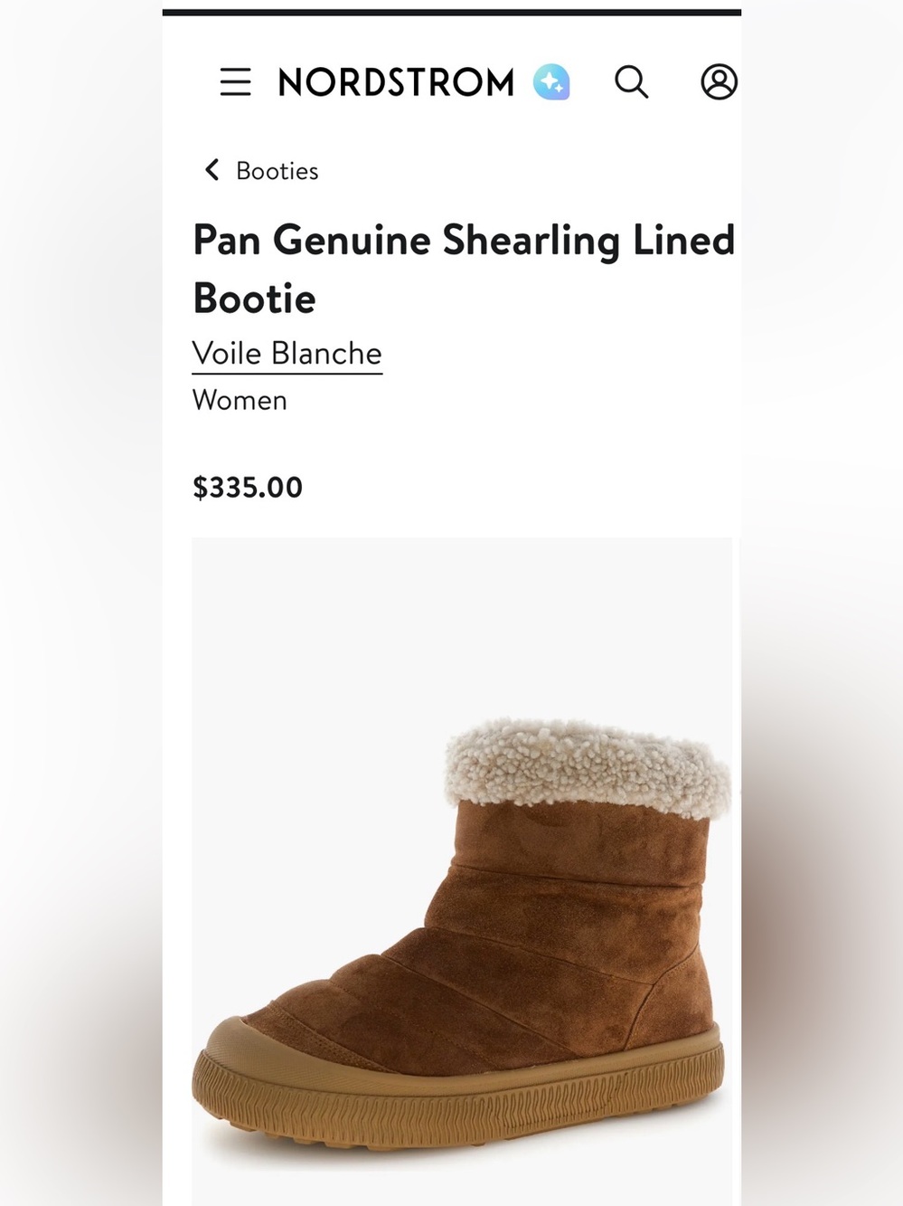 NWT VOILE BLANCHE Pan Genuine Shearling Lined Bootie in Brown - Picture 2 of 16